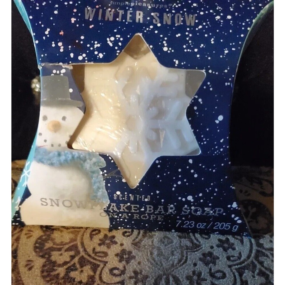 Snowflake Bar Soap on a Rope Winter Snow Simple Pleasures Scented 2019